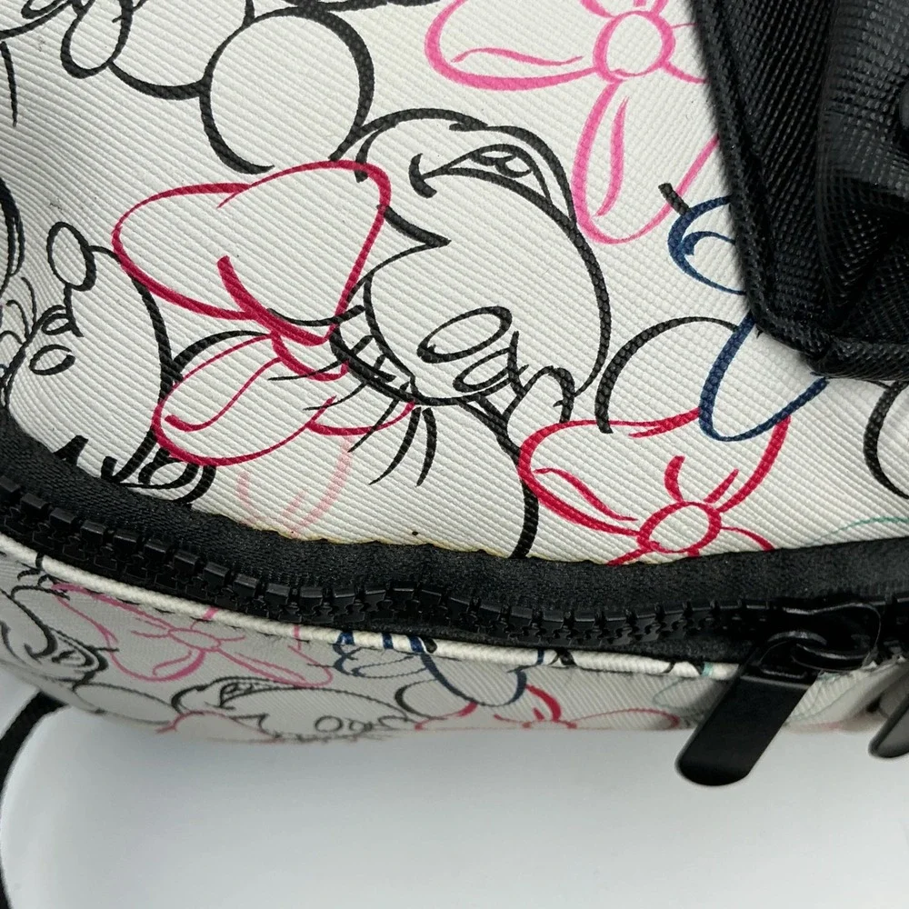 Disney Bioworld Minnie Mouse Mini Backpack White Sketch Print Faux Leather Bag